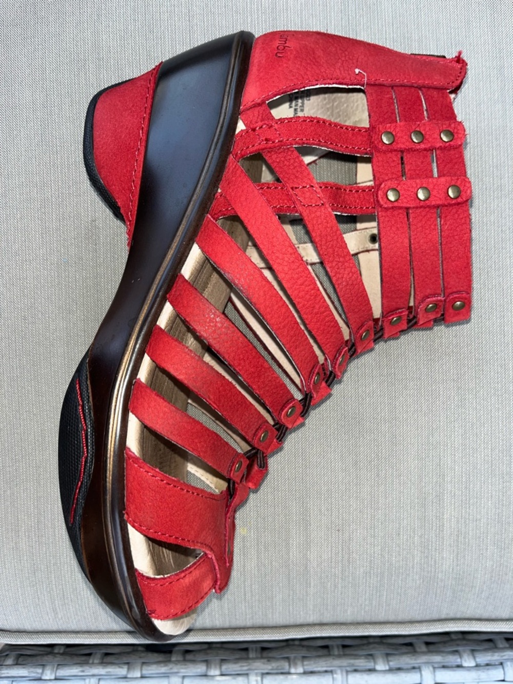 Jambu Red Strappy Studded Gladiator wedges sandals 👡 - Picture 5 of 12